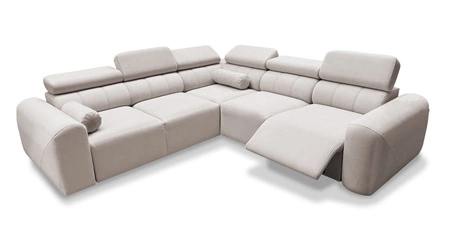 Narożnik z funkcją spania Cantare III Lux ciemny beż prawostronny stylowy i komfortowy narożnik do salonu z podnoszonym podnóżkiem