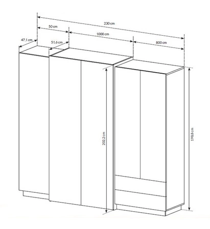 Szafa Space 230 cm biały / dąb craft złoty modernistyczny design i nowoczesna forma doskonała szafa do sypialni pojemne szuflady