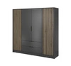 Szafa Aspen 206 cm grafitowa / lamele w kolorze dąb artisan nowoczesny design mebla drzwi szafy ozdobione lamelami