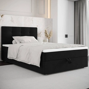 Łóżko kontynentalne Flint 90x200 czarne w nowoczesnym skandynawskim stylu z tapicerowanym zagłówkiem łóżko z pojemnikiem