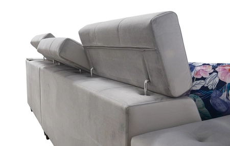 Narożnik z funkcją spania Hampton II jasny brąz prawostronny stylowy narożnik rozkładany miękka tkanina obiciowa typu velvet