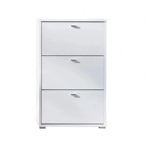 Szafka na buty Anter biała funkcjonalna szafka do przedpokoju praktyczne 3 drzwi otwierane do dołu