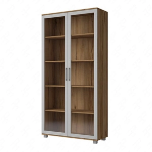 Witryna szeroka Maximus 100 cm dąb catania nowoczesny design obrzeża wykończone specjalną okleiną elementy z bezpiecznego szkła hartowanego