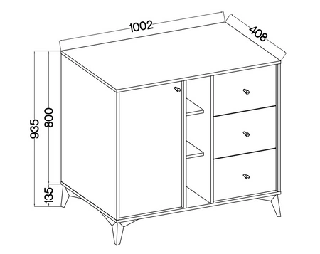 Komoda z szufladami Kioto I 100 cm beżowa nowoczesny design praktyczne półki złote uchwyty metalowa podstawa