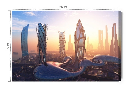 Obraz na płótnie modernistyczne budowle 100x70 cm ozdoba każdego wnętrza obraz w wyrazistej kolorystyce wysoka jakość wykonania