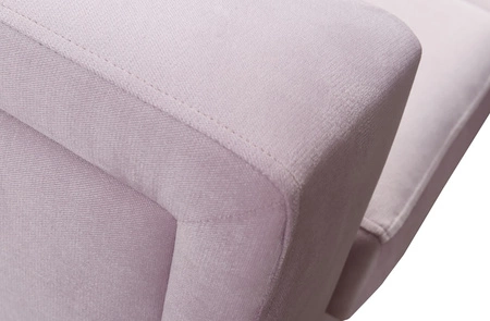 Narożnik z funkcją spania Nausa V pudrowy róż prawostronny elegancki narożnik do salonu wykonany z miękkiej tkaniny typu velvet