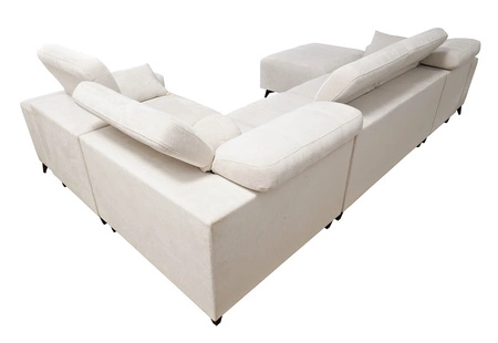 Narożnik z funkcją spania Penejos IV Lux szary popiel lewostronny stylowy narożnik rozkładany z komfortowym wysuwanym podnóżkiem