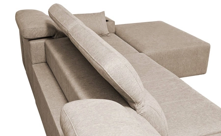 Narożnik z funkcją spania Tesalia X szary popiel prawostronny nowoczesny i komfortowy narożnik z funkcją przesuwanego oparcia