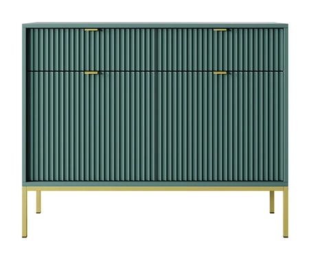 Komoda z szufladami Lovro 104 cm pastelowy zielony nowoczesny design zachwyci miłośników wyrazistych wnętrz komoda wzbogacona o złote dodatki