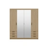 Szafa Rene 176 cm dąb olejowany stylowy design obrzeża wykończone ABS szafa z lustrem do sypialni lub garderoby pojemne szuflady