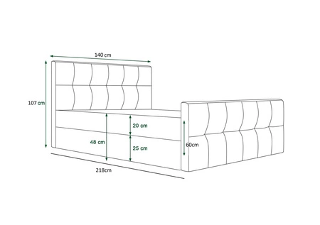 Łóżko kontynentalne Manhattan 140x200 bordowe w nowoczesnym skandynawskim stylu z tapicerowanym zagłówkiem i zanóżkiem