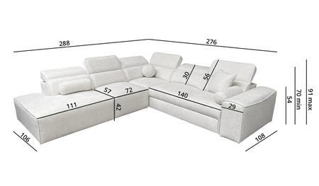 Narożnik z funkcją spania Viano IX patynowy lewostronny stylowy narożnik z pojemnikami na pościel idealny mebel do dużego salonu