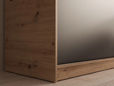 Szafa przesuwna z lustrem Hailey 160 cm dąb artisan / czarny minimalistyczna forma szafa idealnie wpasuje się do każdego wnętrza