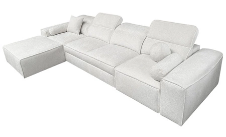 Narożnik z funkcją spania Viano XII szary popiel lewostronny narożnik o ciekawym kształcie regulowane zagłówki ozdobne poduszki