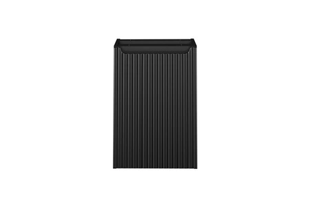 Zestaw mebli łazienkowych Nova czarny / dąb coast evoke designerskie pionowe ryflowania na frontach mebli gustowne frezowane uchwyty