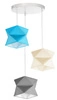 Lampa wisząca potrójna Quasar designerska lampa sufitowa do salonu z bawełnianym abażurem i metalową rozetą sufitową