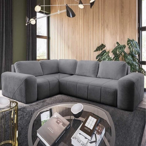 Narożnik z funkcją spania Bovec II szary lewostronny komfortowy narożnik rozkładany o stylowym charakterze pojemnik na pościel