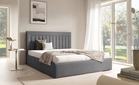 Łóżko tapicerowane Togo 180x200 ciemny szary eleganckie i funkcjonalne łóżko do sypialni gustowne pionowe przeszycia na wezgłowiu