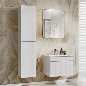 Zestaw mebli łazienkowych Iconic biały stylowe meble do łazienki z ryflowaniami odporne na działanie czynników zewnętrznych