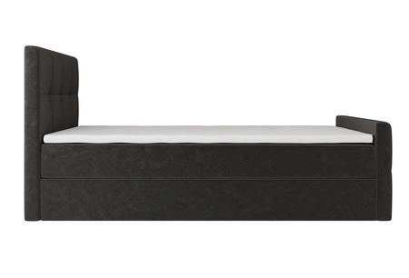 Łóżko kontynentalne Manhattan 120x200 szare w nowoczesnym skandynawskim stylu z tapicerowanym zagłówkiem i zanóżkiem łóżko z pojemnikiem