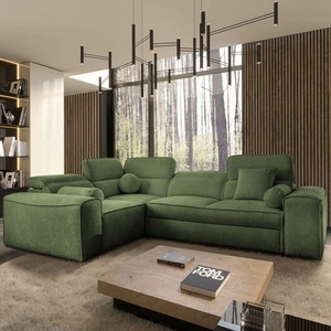 Narożnik z funkcją spania Viano II zielony lewostronny designerski narożnik rozkładany idealnie wpisujący się w nowoczesne aranżacje