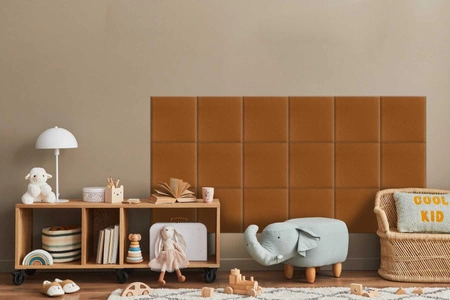 Panel tapicerowany Quadra 40x40 cm miodowy stylowy panel ścienny kwadrat welurowa tkanina modne wykończenie każdej aranżacji