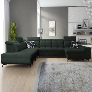 Narożnik z funkcją spania Buffalo X zielony prawostronny funkcjonalny i komfortowy narożnik do pokoju z pojemnikami na pościel