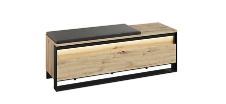 Zestaw mebli do przedpokoju Quant dąb artisan / czarny garderoba w stylu loftowym oświetlenie LED komplet mebli z szafą