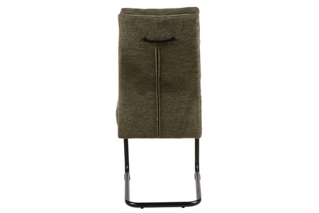 Krzesło tapicerowane Berry oliwkowe nowoczesne oraz funkcjonalne krzesło do jadalni z metalowymi płozami krzesło z uchwytem