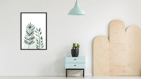 Plakat malowane liście 70x100 plakat w ramie precyzyjny wydruk ze stylową grafiką doskonała dekoracja do salonu lub sypialni