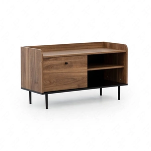 Szafka RTV Apallo 100 cm dąb brandy castello oryginalny design szafki bryła osadzona na metalowych nogach wysokie ranty blatu