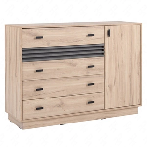 Komoda z szufladami Estan 135 cm dąb estana jasny / antracyt nowoczesny design mebla wysoka jakość wykonania obrzeża komody wykończone specjalną okleiną