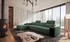Narożnik z funkcją spania Tesalia XII miętowy lewostronny nowoczesny design komfortowe przesuwane oparcie szuflada w boczku mebla