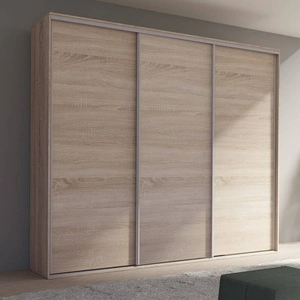 Szafa przesuwna Grande 277 cm dąb sonoma jasny pojemna szafa w nowoczesnej formie wyposażona w aluminiowe prowadnice drzwi