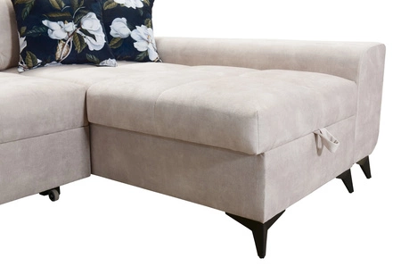 Narożnik z funkcją spania Buffalo X ciemny beżowy prawostronny funkcjonalny i komfortowy narożnik do pokoju z pojemnikami na pościel