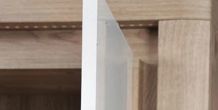 Komoda z szufladami Livinio 184 cm dąb ribbeck / biały połysk elegancka komoda o lekkim i stylowym designie subtelne oświetlenie LED