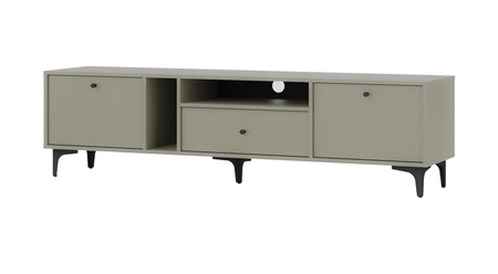 Zestaw mebli do salonu Kioto I eukaliptus stylowy design eleganckie meble w stonowanej kolorystyce wzbogacone czarnymi dodatkami