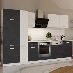 Zestaw mebli kuchennych z blatem Toni 300 cm biały / matera komplet kuchenny doskonale prezentuje się w klasycznych wnętrzach