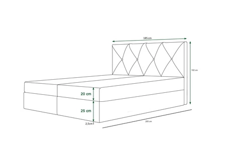 Łóżko kontynentalne Arvada 180x200 turkusowe w nowoczesnym skandynawskim stylu z tapicerowanym zagłówkiem