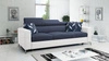 Sofa z funkcją spania Savona granatowy / biały komfortowa sofa do salonu zapewnia wygodę podczas wypoczynku regulowane zagłówki