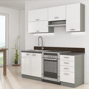 Zestaw mebli kuchennych Bianka 180 cm fronty w połysku niepowtarzalny styl szafek dopasuje się do wnętrza każdej kuchni