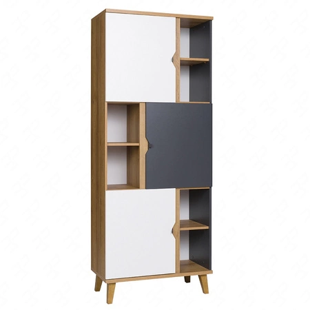 Meblościanka Memone dąb złoty / biały / grafitowy nowoczesny design stylowy zestaw mebli do pokoju młodzieżowego w stylu skandynawskim