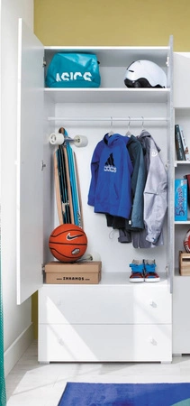 Meblościanka Epsilon biała / beton idealna propozycja do pokoju młodzieżowego lub dziecięcego w modnym stylu