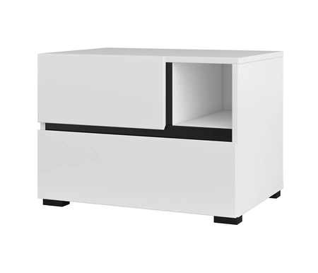 Szafka nocna Cross biała szafka z szufladami do sypialni nowoczesny design prosta forma pojemne szuflady