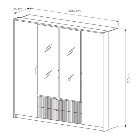 Zestaw mebli do sypialni Baltic dąb baltic / czarny stylowy design komplet mebli do sypialni dekoracyjne ryflowania metalowe uchwyty