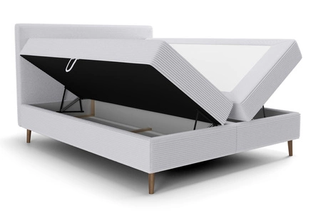 Łóżko kontynentalne Totti 180x200 szary popiel stylowe łóżko z pojemnikiem na pościel trójwymiarowa tkanina o wyrazistych prążkach