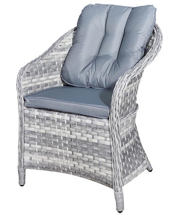 Zestaw mebli ogrodowych Moderno Grande jasny szary elegancki design duży zestaw mebli do ogrodu z okrągłym stolikiem kawowym