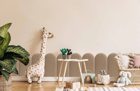 Panel tapicerowany Wally 30x80 cm beżowy stylowy panel ścienny płotek welurowa tkanina modne wykończenie każdej aranżacji