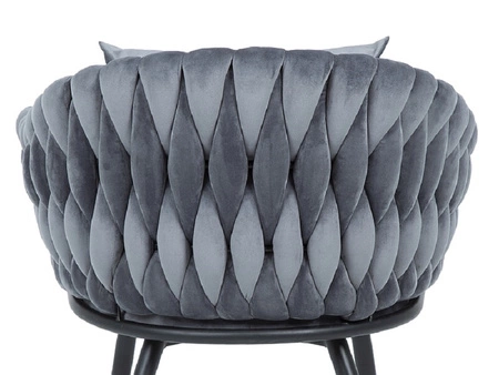 Krzesło plecione Nuvo 47x53 cm szare nowoczesne oraz designerskie krzesło industrialne na metalowym stelażu