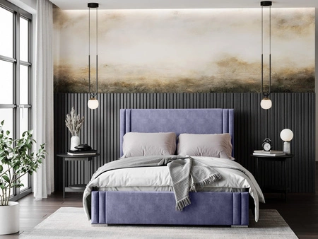 Łóżko tapicerowane Tatui 160x200 jasny fiolet stylowe łóżko z pojemnikiem na pościel wygodny zagłówek zachwyca eleganckim designem